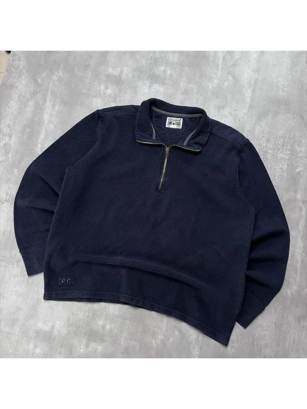 Y2K Navy Converse Grunge Gothic Quarter Zip Sweater